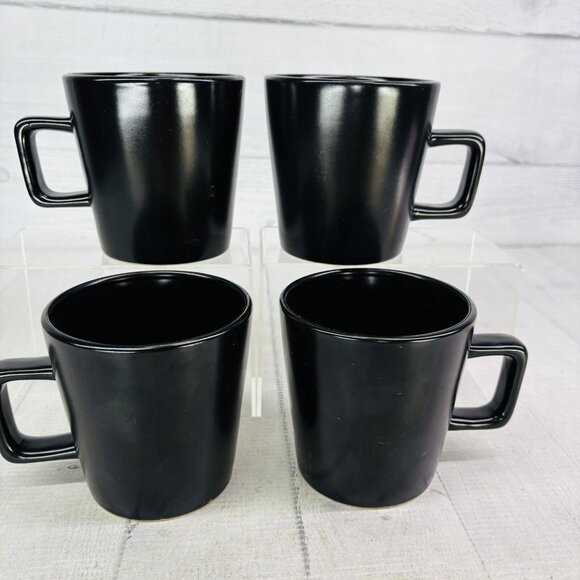 Stone + Lain CELINA Matte Black Modern Coupe 12oz Stoneware Cups Mugs Set of 4 - Picture 2 of 16